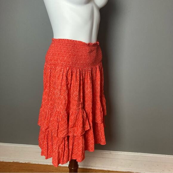 Lauren Ralph Lauren Skirt size 8 cottagecore western red tiered drop waist - Picture 5 of 9